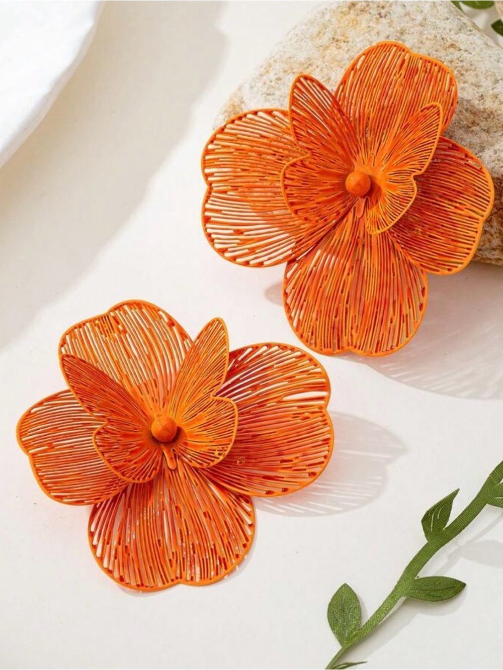 Zara Orange Floral Statement Earrings